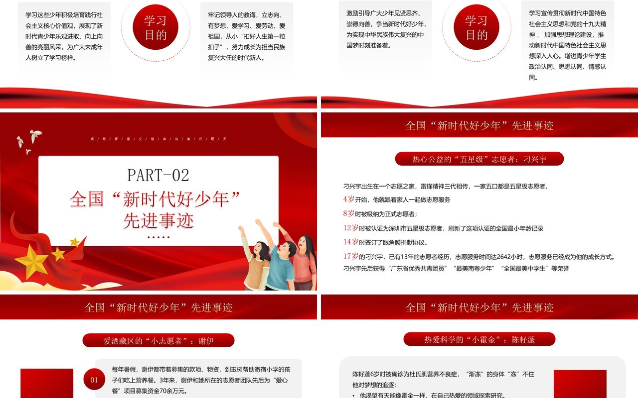 红色简约风争做新时代好少年PPT模板