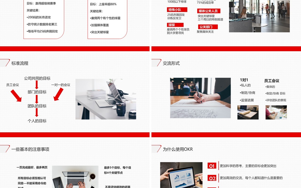 简约红色企业管理培训OKR工作法PPT模板