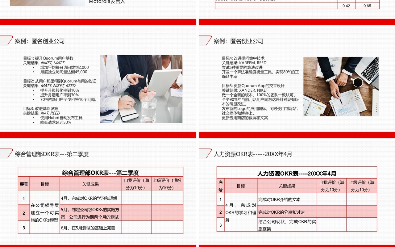 简约红色企业管理培训OKR工作法PPT模板