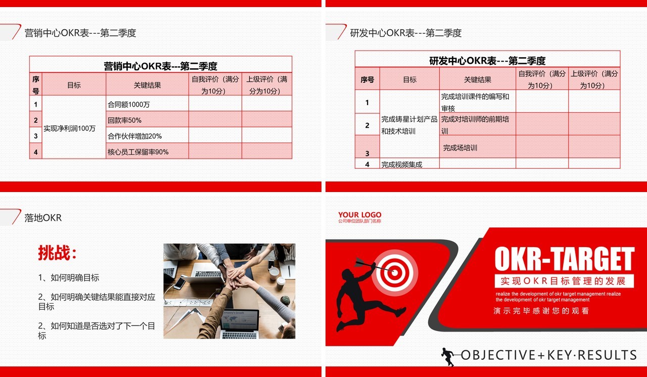 简约红色企业管理培训OKR工作法PPT模板