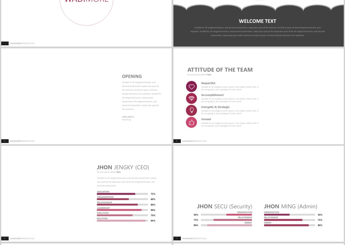 个性高端商务公司介绍PPT模板信息图表Wadimore Powerpoint
