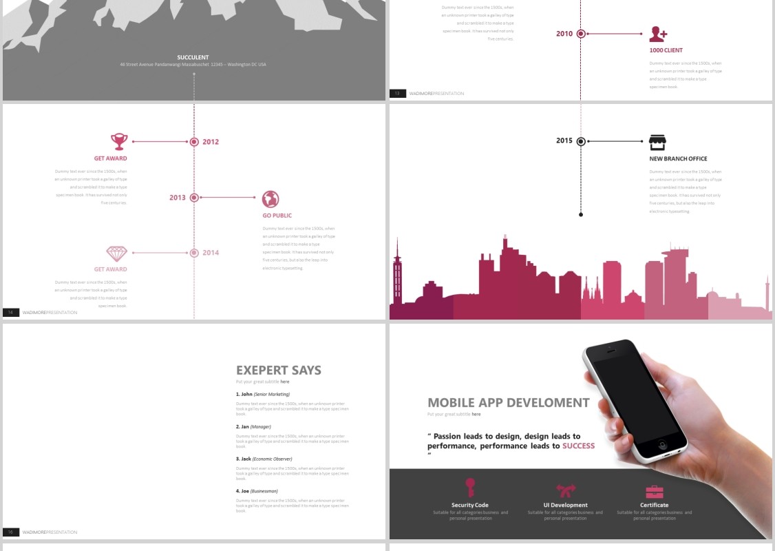 个性高端商务公司介绍PPT模板信息图表Wadimore Powerpoint