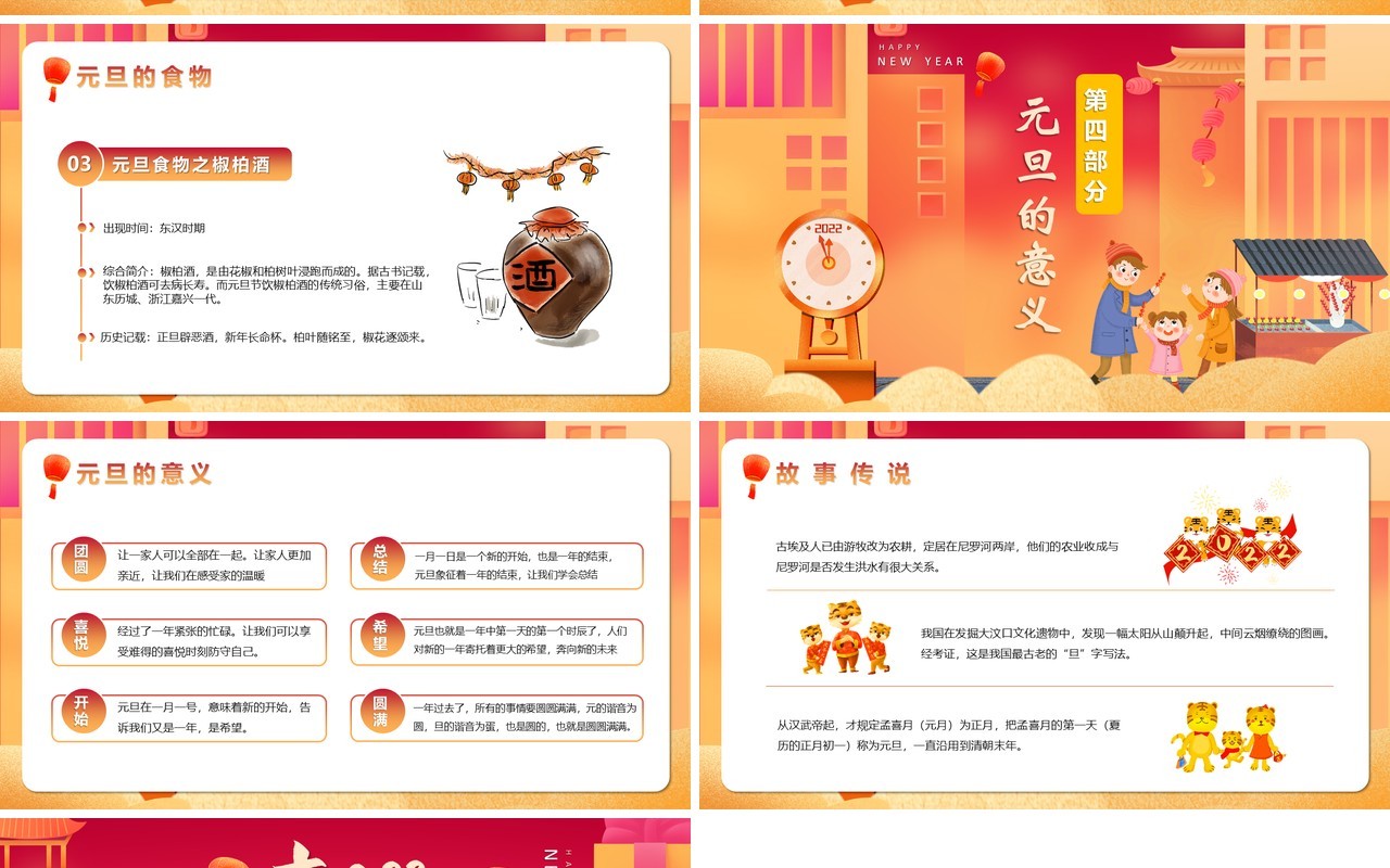 红色卡通2022喜迎元旦PPT动态模板