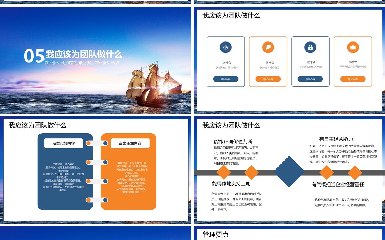 蓝色扬帆起航工作报告PPT模板