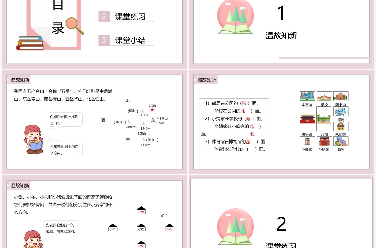 部编版三年级数学下册认识东南西北课件PPT模板