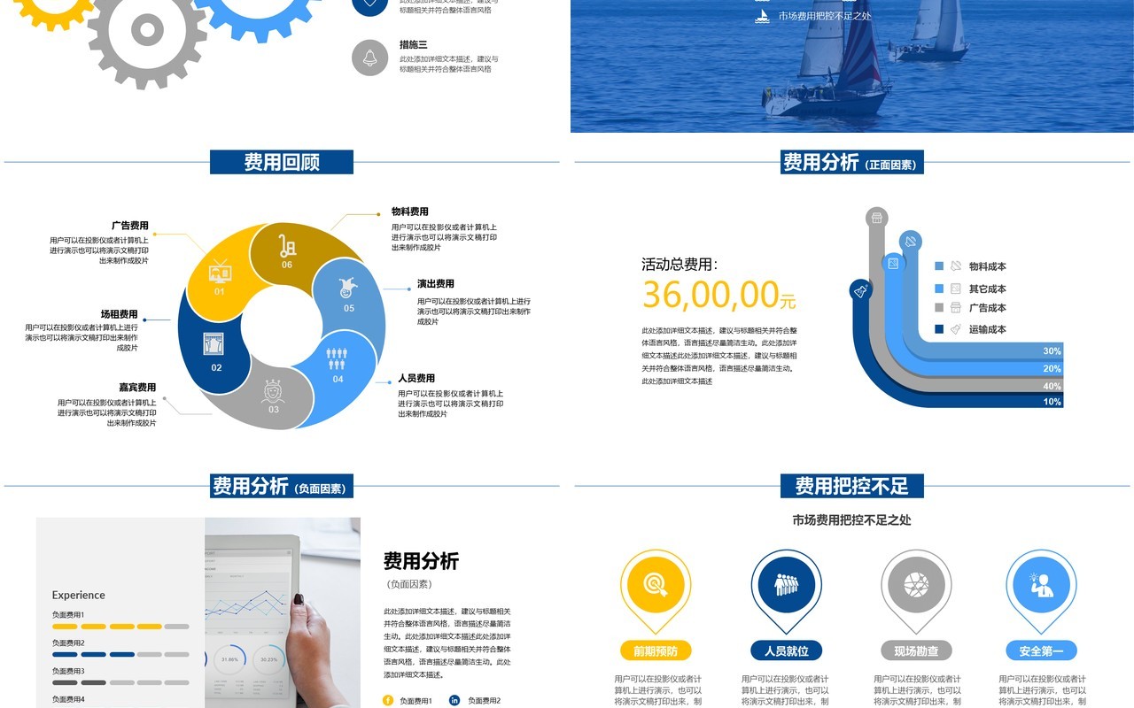 蓝色简约市场部年终总结述职报告PPT模板