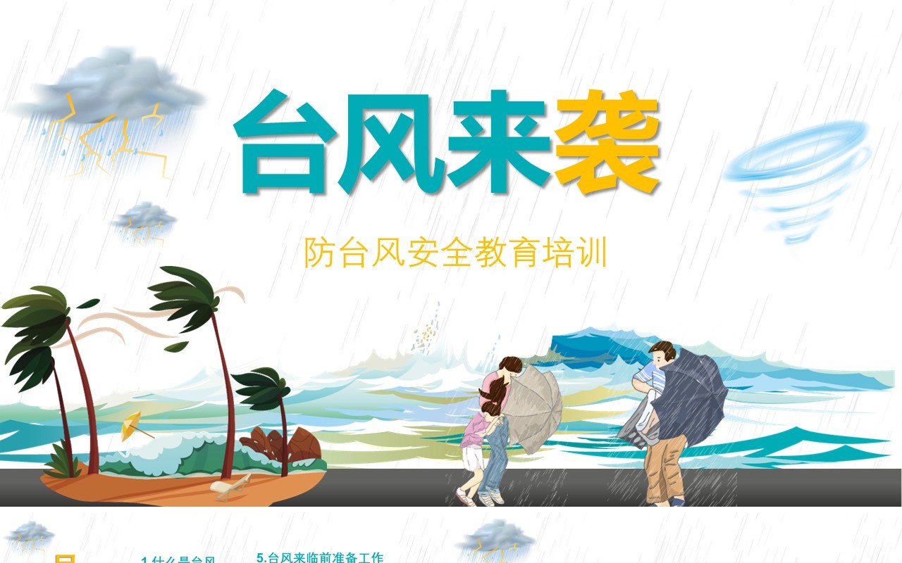 预防台风来袭安全教育培训PPT模板