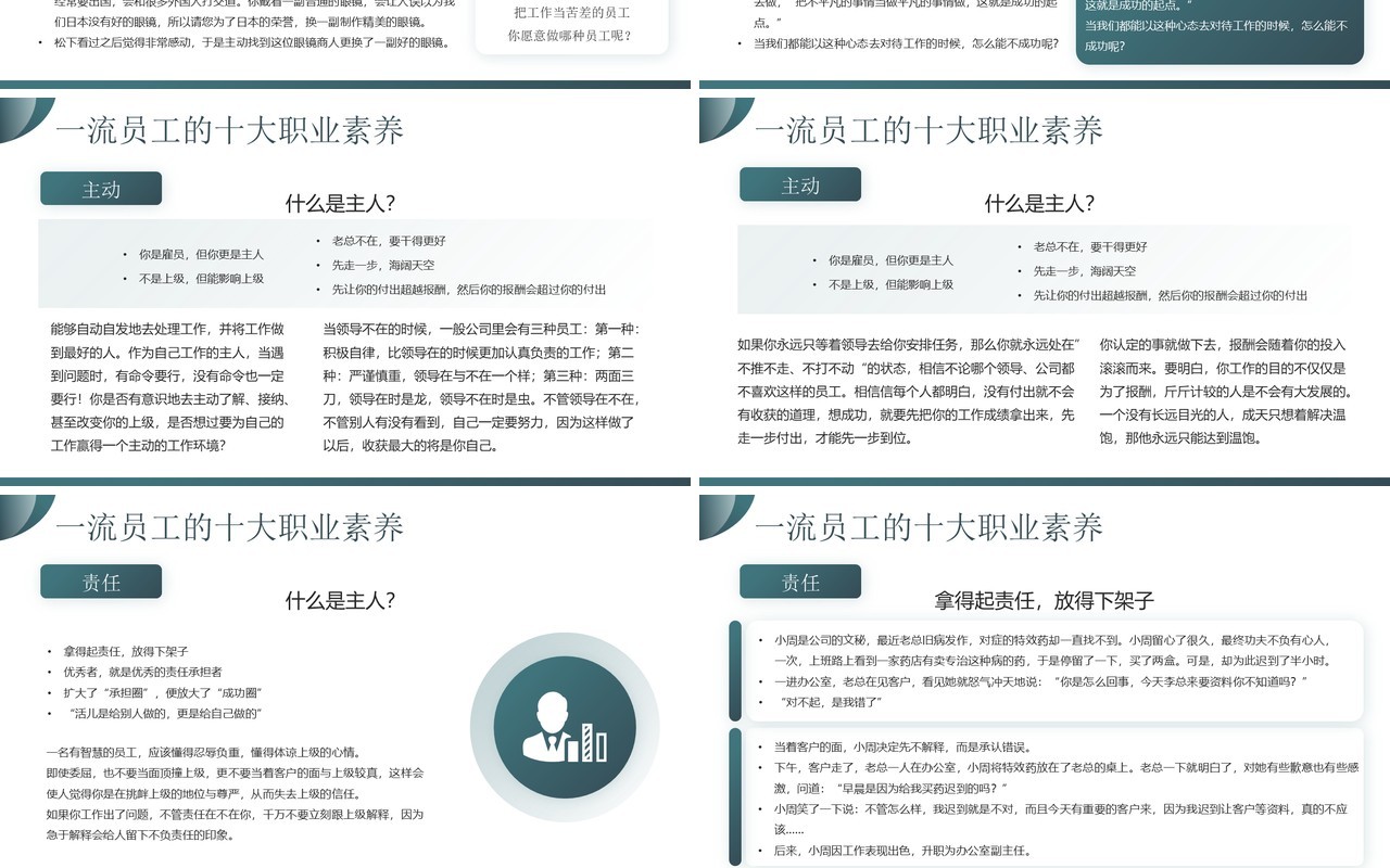 绿色简约风职业素养与个人修养PPT模板