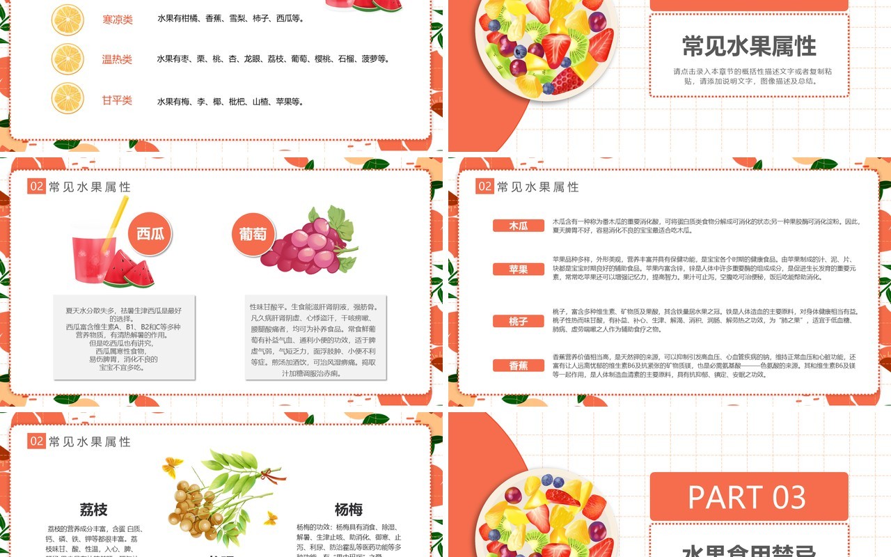 卡通简约风水果知识知多少食品安全培训课件PPT模板