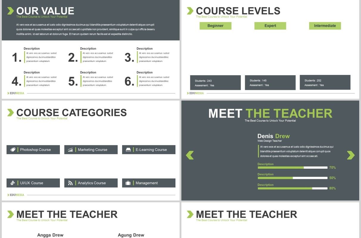 教育行业PPT图片排版设计模板Edunesia - Education Powerpoint Presentation