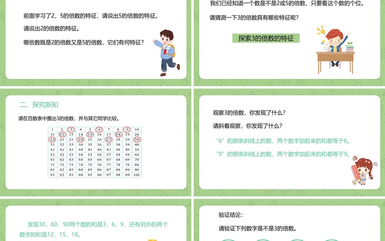 部编版五年级数学下册3的倍数的特征课件PPT模板