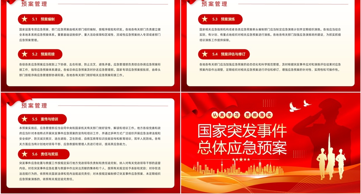 红色党政风国家突发事件总体应急预案PPT模板
