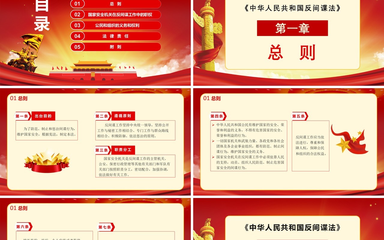 中华人民共和国反间谍法全面提高安全保密素质党政党建通用PPT模板