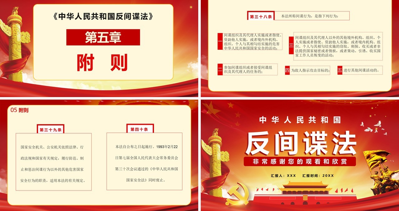 中华人民共和国反间谍法全面提高安全保密素质党政党建通用PPT模板