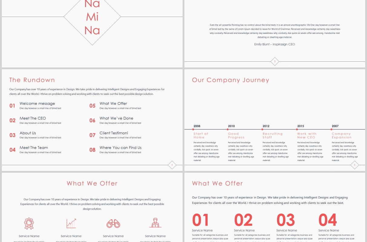 浅色简约工作汇报PPT计划总结通用模板版式设计Namina Powerpoint Template