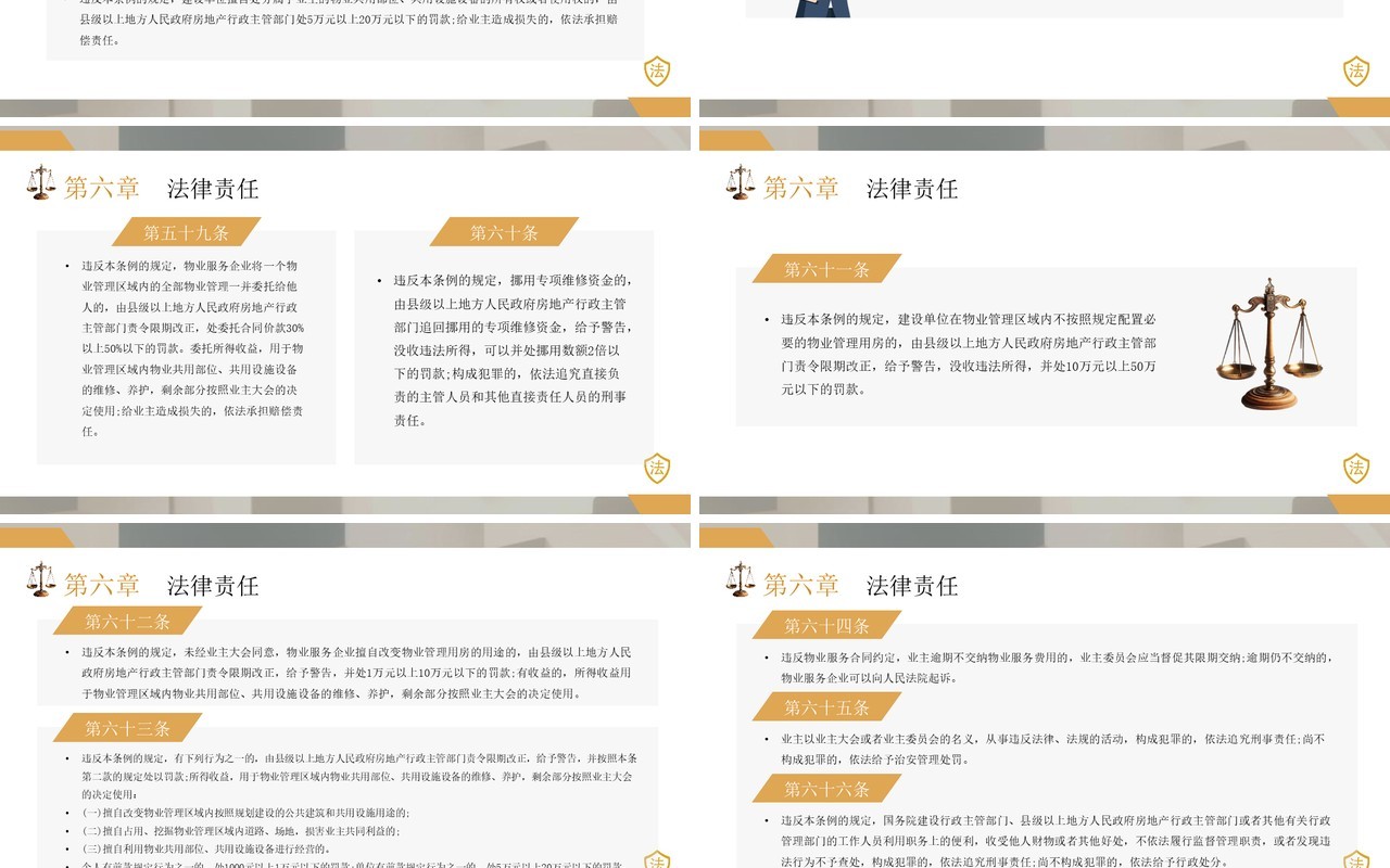 黄色简约风2024新法规物业管理条例PPT模板