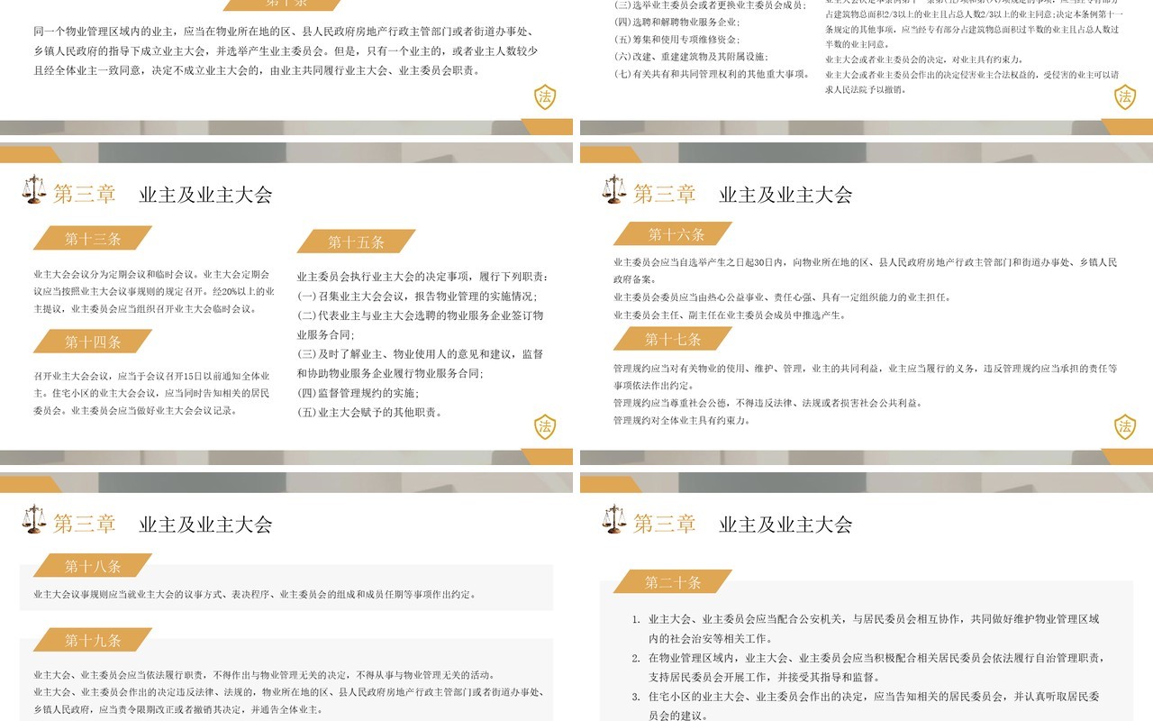 黄色简约风2024新法规物业管理条例PPT模板