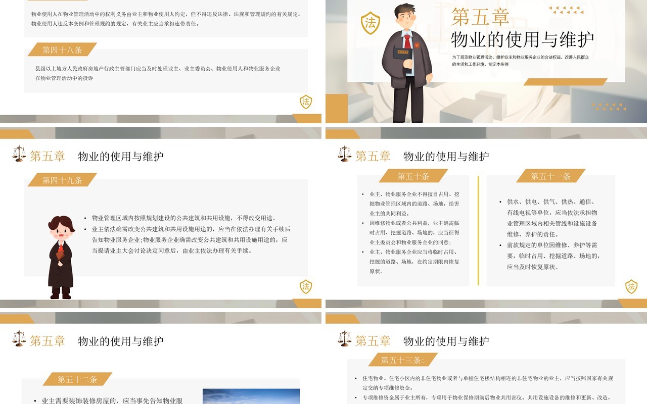 黄色简约风2024新法规物业管理条例PPT模板