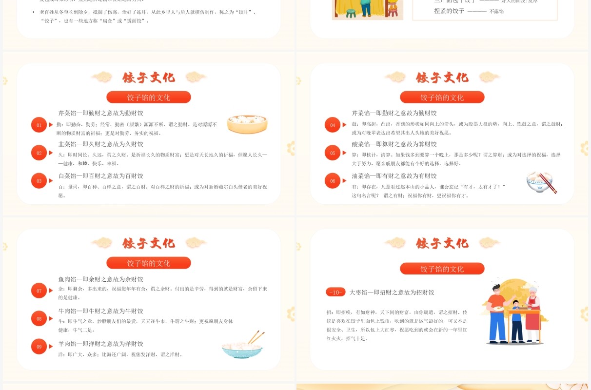 黄色中国风过年包饺子PPT动态模板