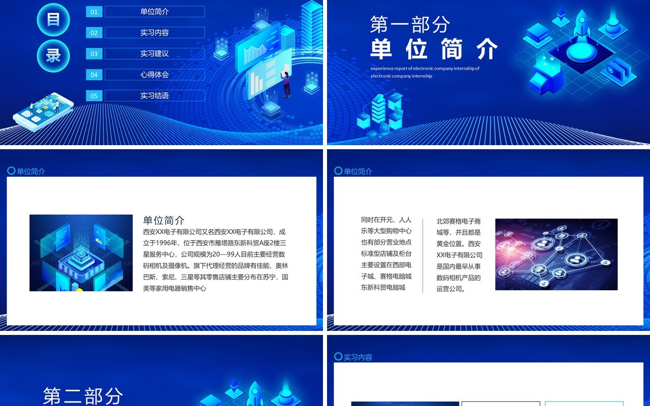 电子公司实习心得体会报告动态PPT模板