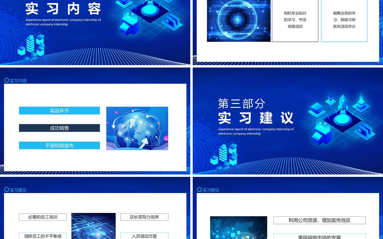 电子公司实习心得体会报告动态PPT模板