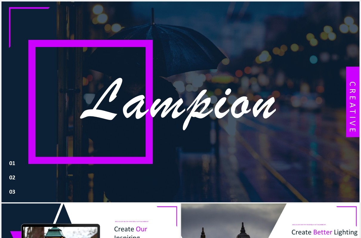 创意几何图片排版国外PPT模板lampion powerpoint template