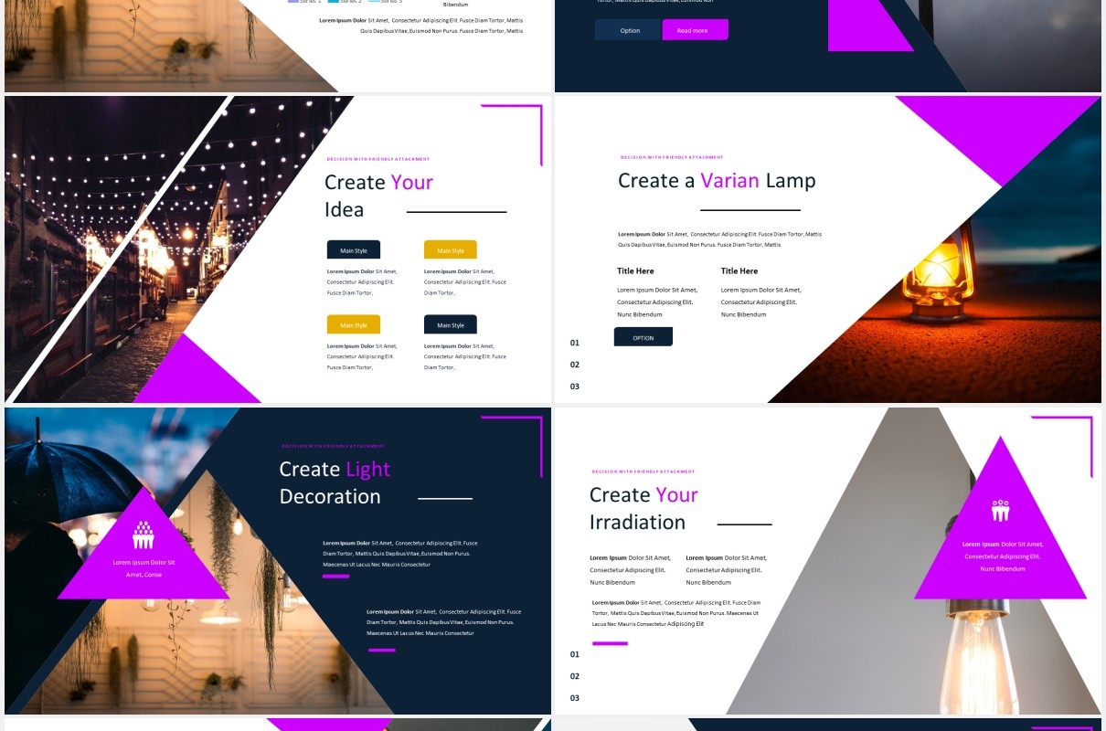 创意几何图片排版国外PPT模板lampion powerpoint template