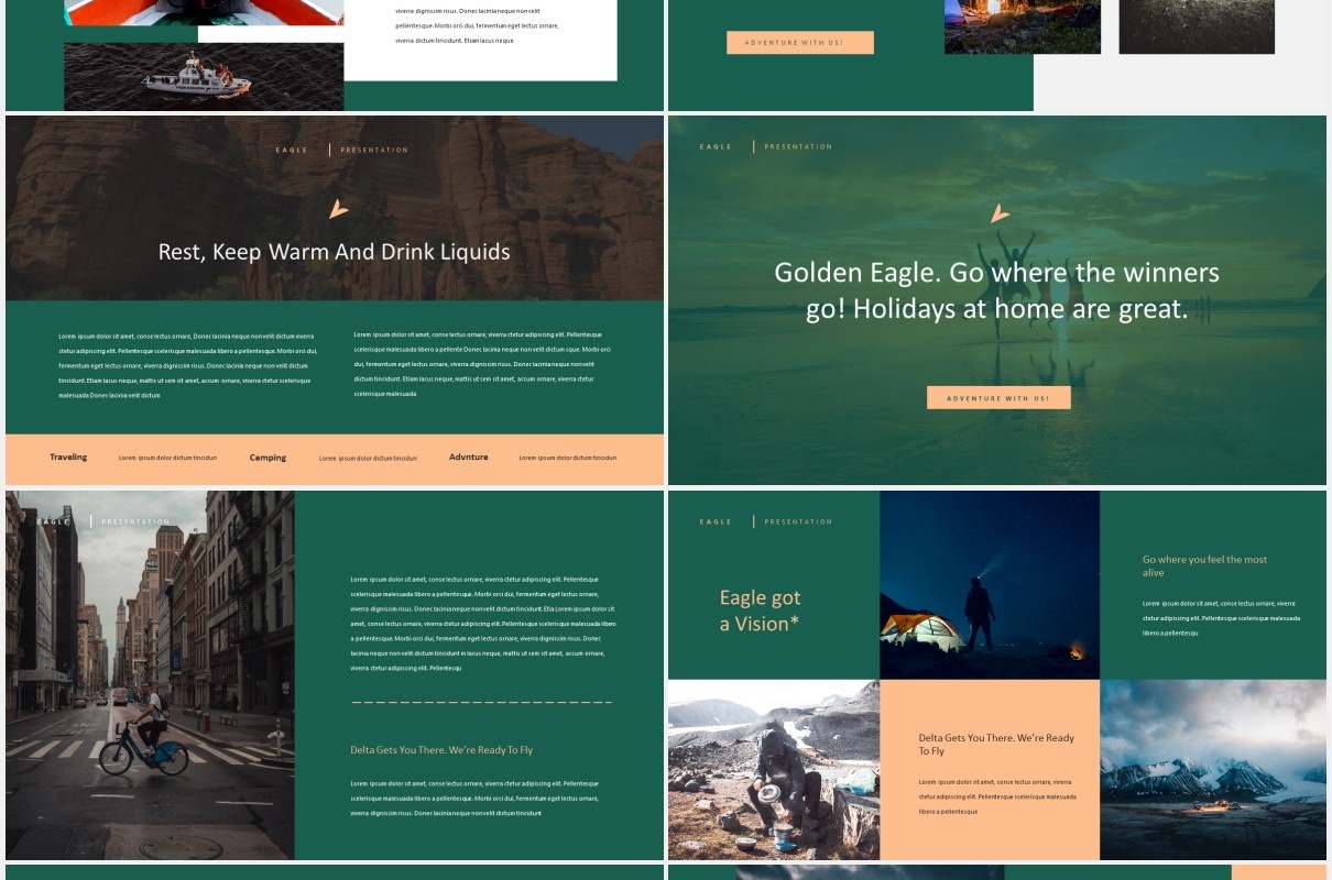 户外旅游探险PPT模板eagle adventure powerpoint template