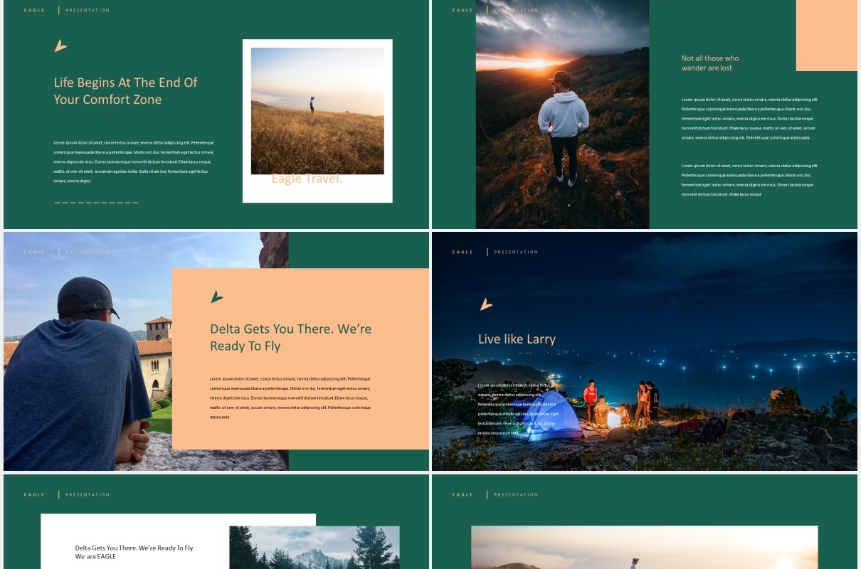 户外旅游探险PPT模板eagle adventure powerpoint template