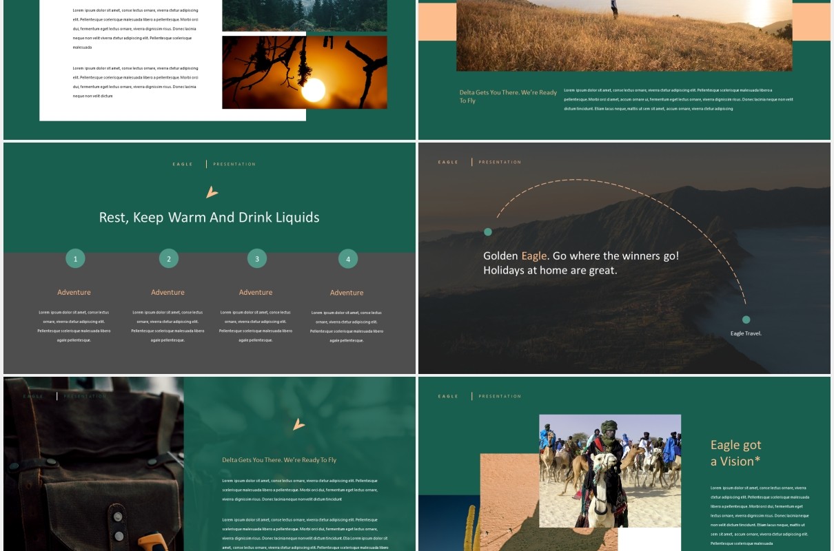 户外旅游探险PPT模板eagle adventure powerpoint template