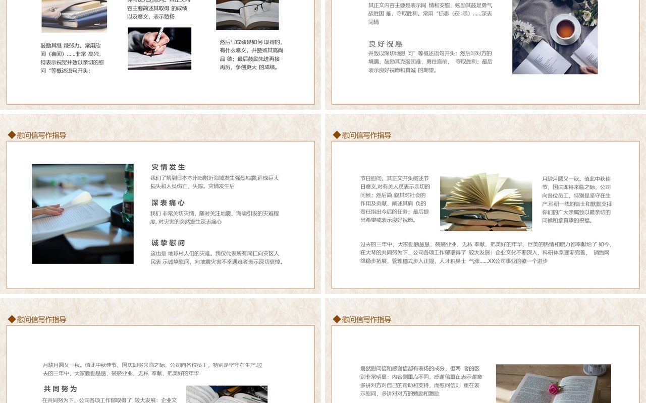 慰问信写作指导动态PPT模板