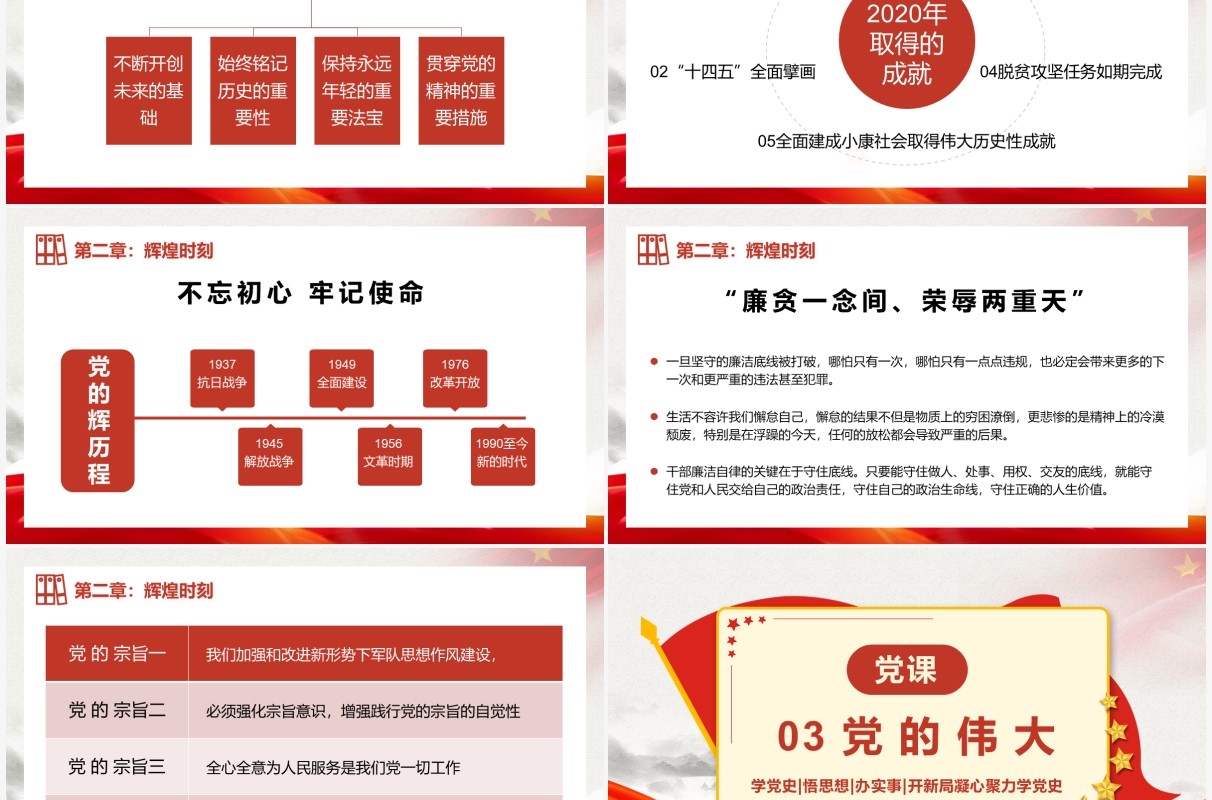 红色党政风党史故事党史党课教育培训动态PPT模板