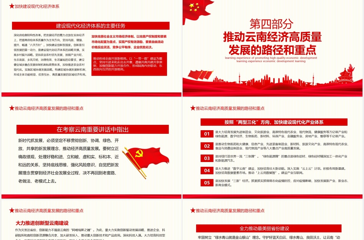 红色治国理政第三卷推动经济高质量发展学习体会党建党课动态PPT模板