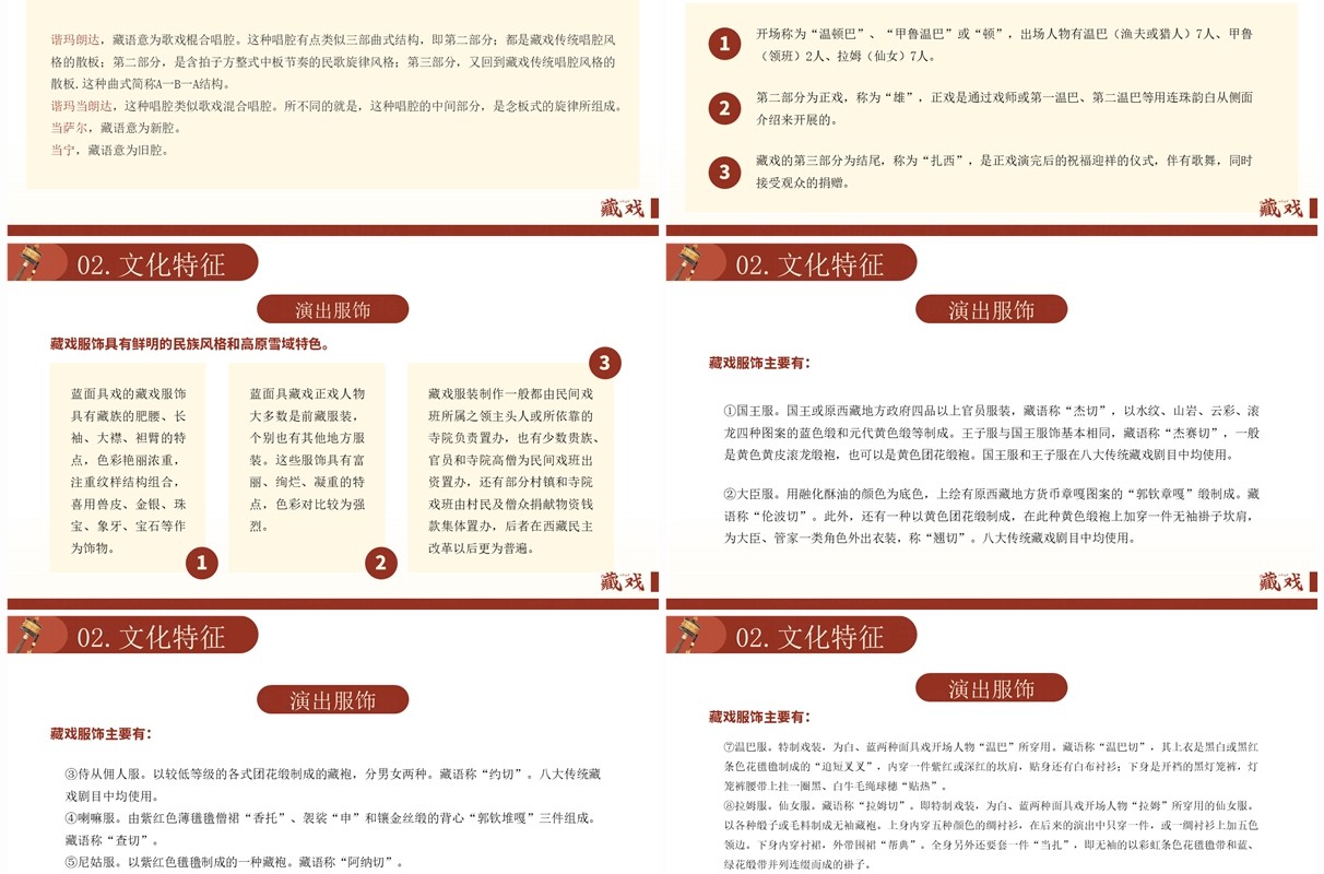 红色简约风非遗系列之藏戏介绍PPT模板