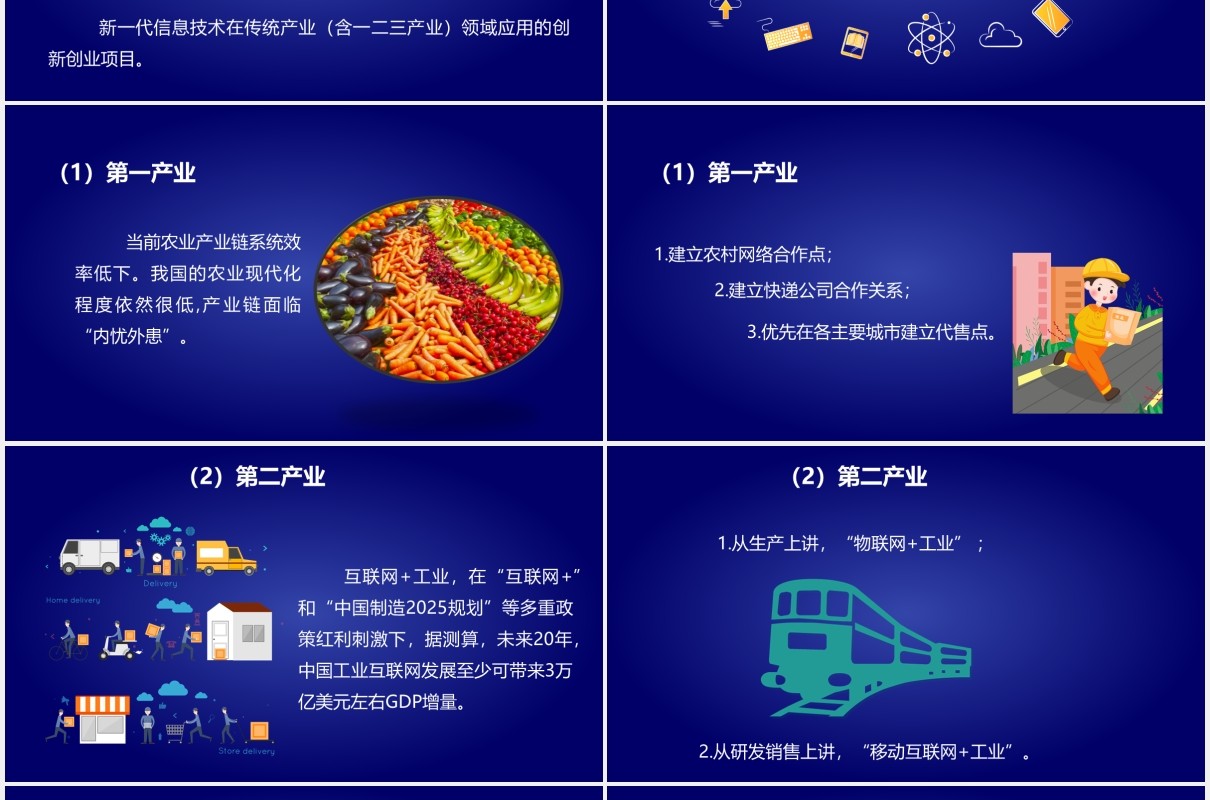 蓝色科技首届互联网大学生创新创业大赛PPT模板