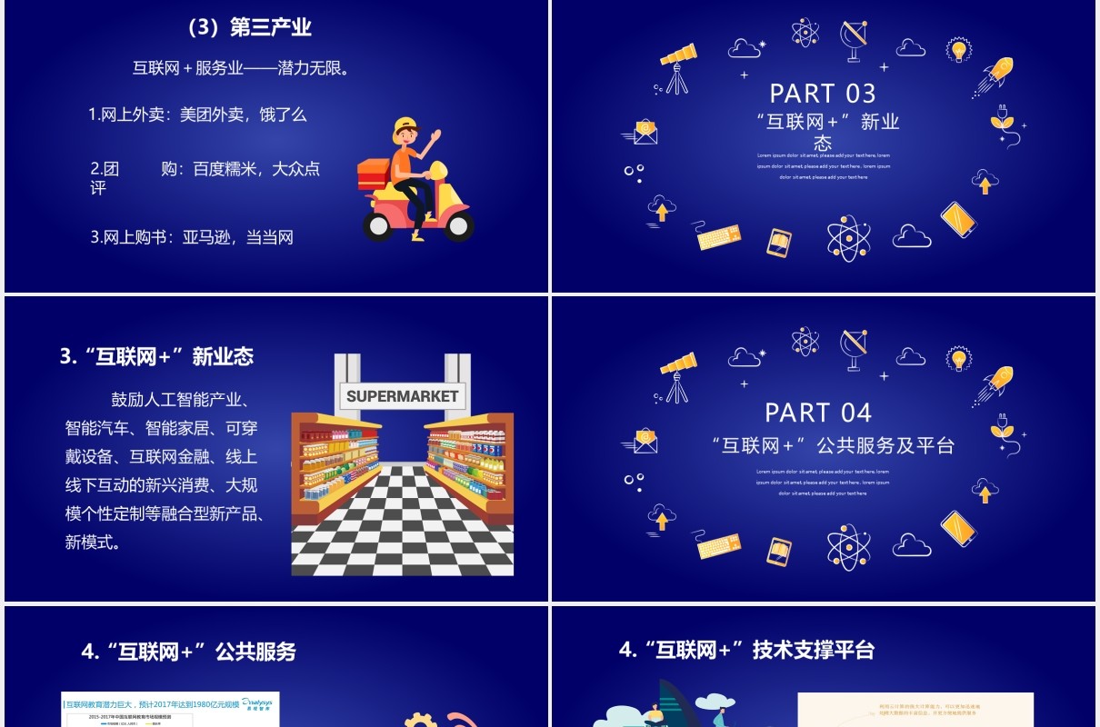 蓝色科技首届互联网大学生创新创业大赛PPT模板