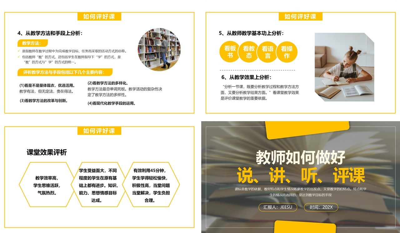 黄色简约风教师如何做好课堂PPT模板