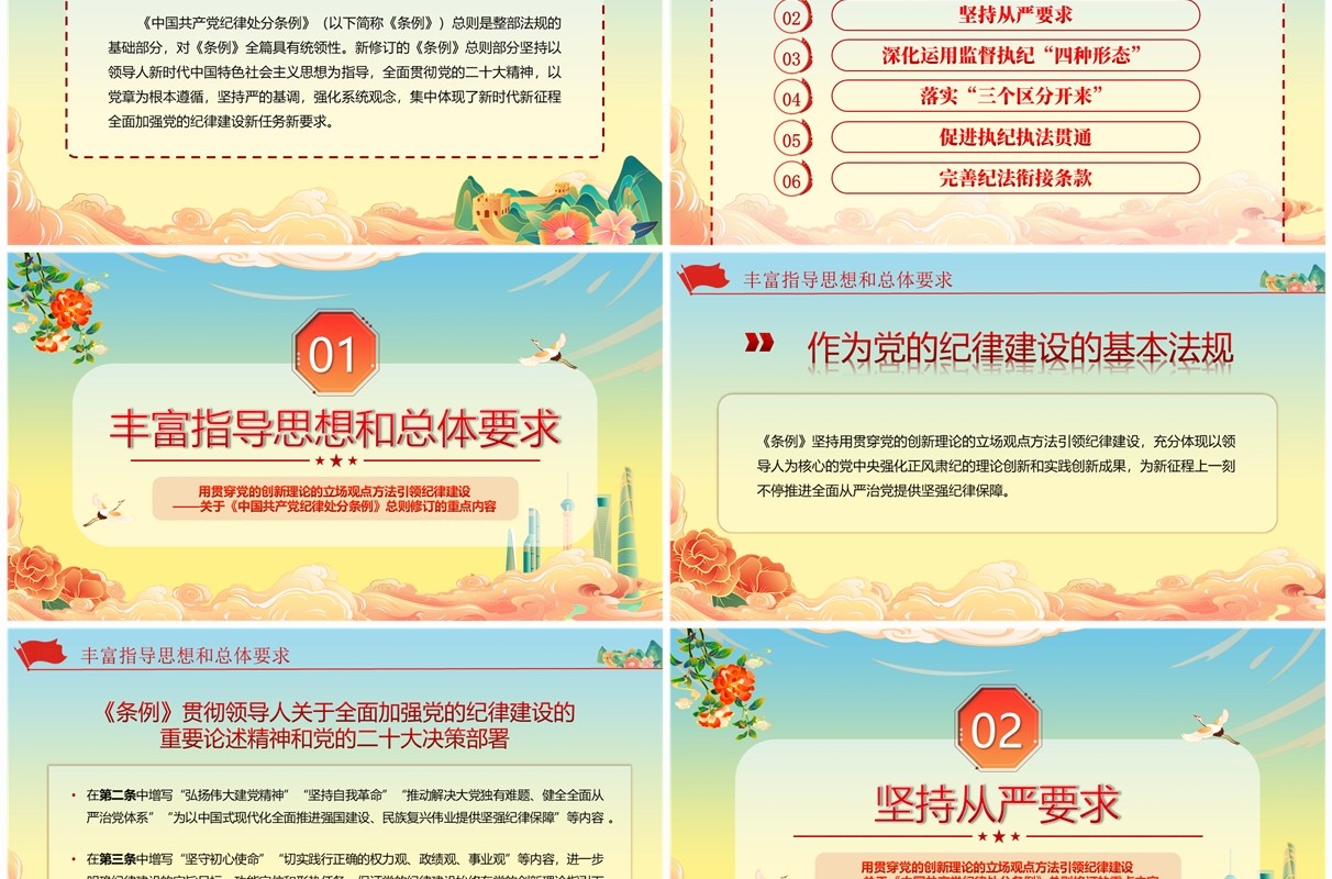 蓝黄渐变中国风纪律处分条例总则PPT模板