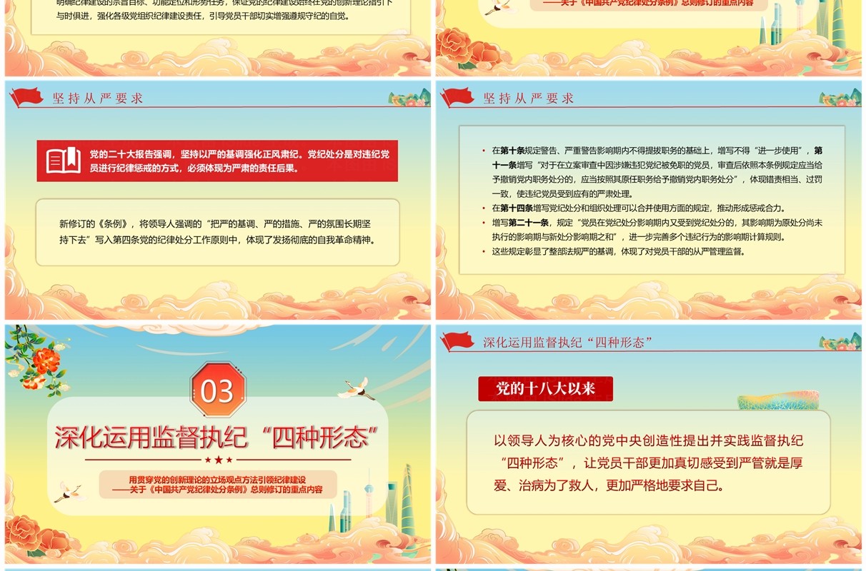 蓝黄渐变中国风纪律处分条例总则PPT模板