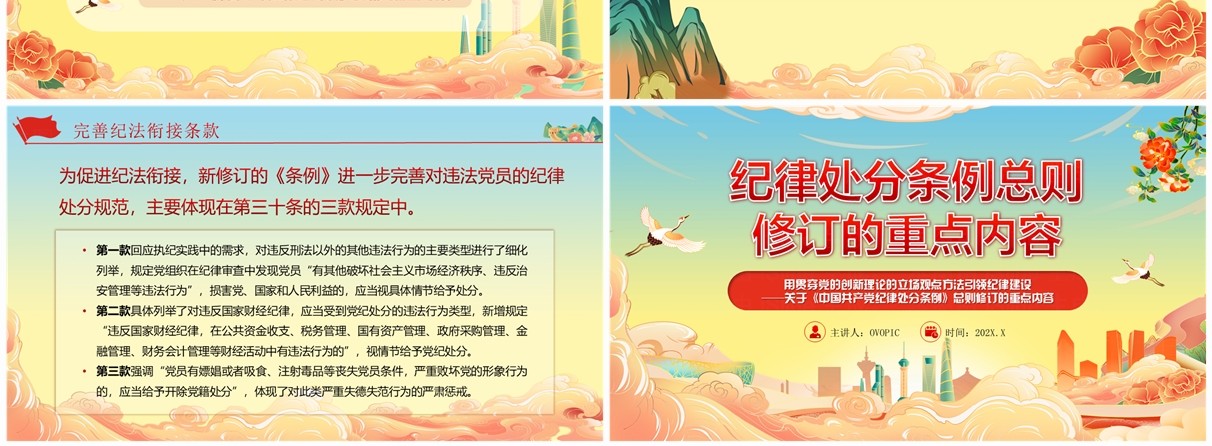 蓝黄渐变中国风纪律处分条例总则PPT模板