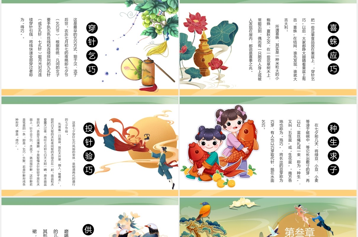 古风国潮风中国风传统节日七夕介绍动态PPT模板