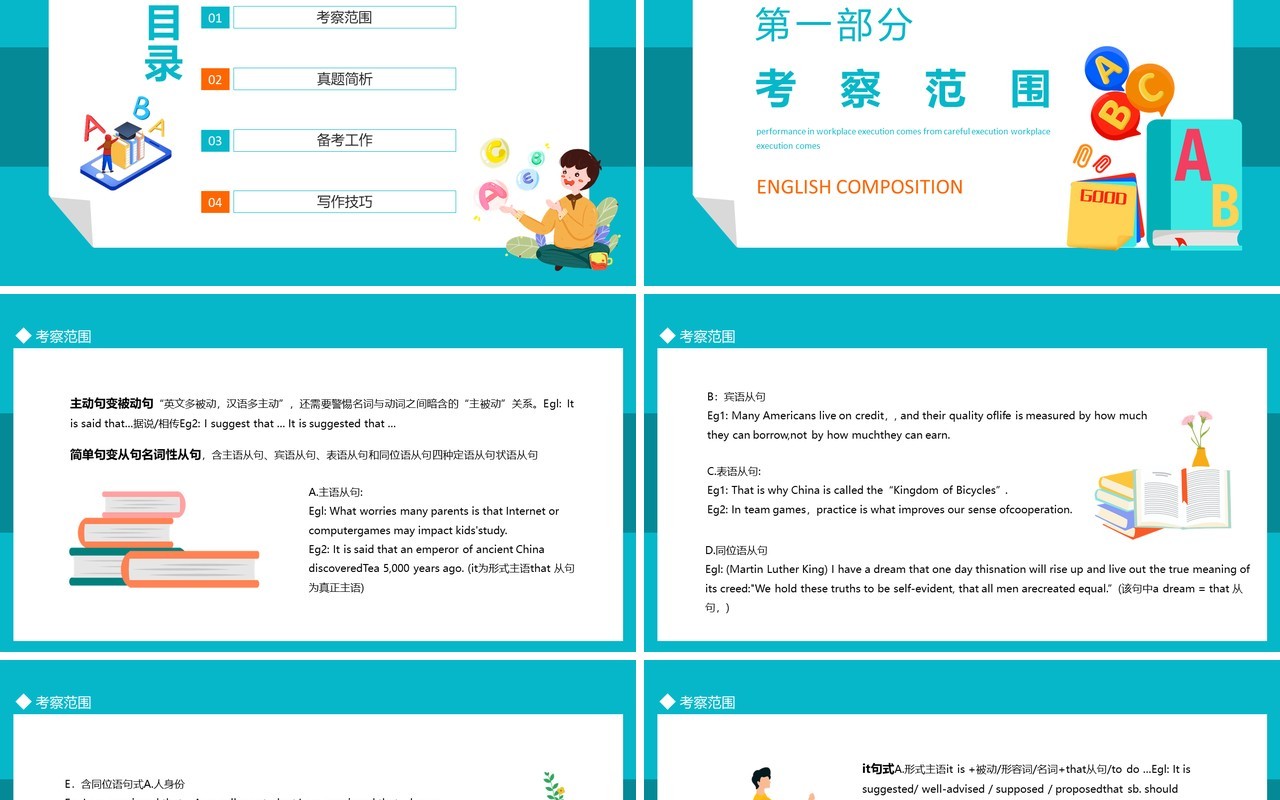 考研英语作文详解动态PPT模板