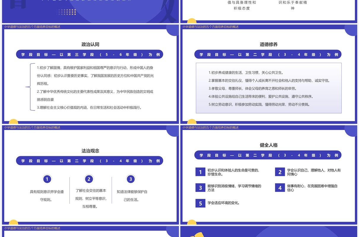 紫色简约道德与法治新课标解读PPT模板