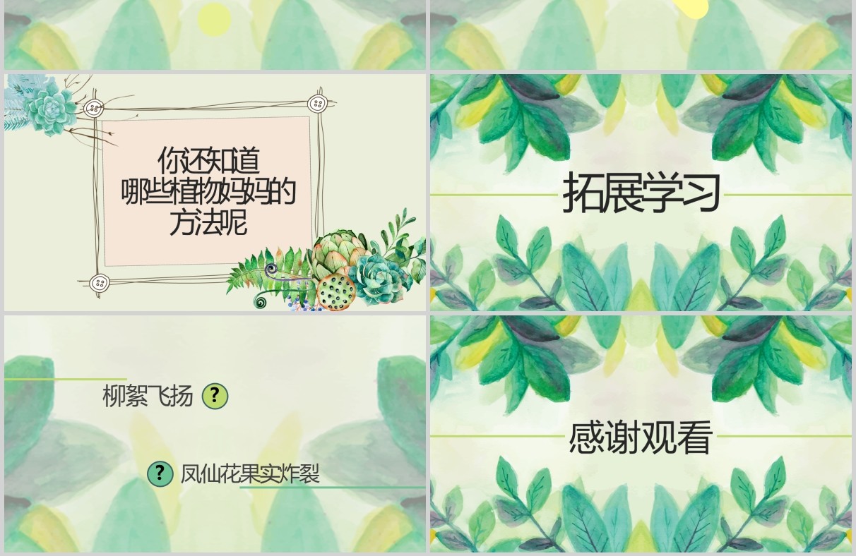 绿色小学二年级语文课件植物妈妈有办法PPT教师说课模板