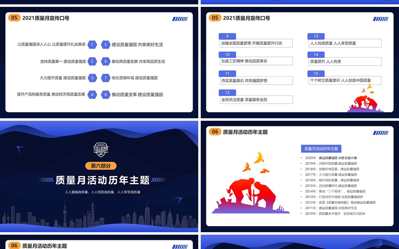 蓝色渐变风全国质量月宣传介绍PPT模板