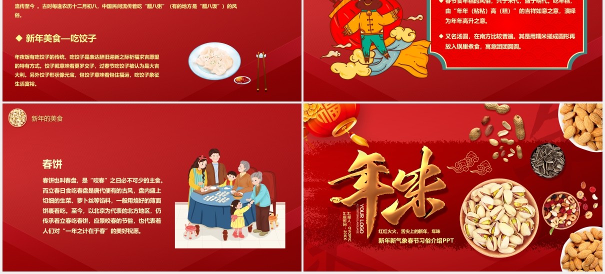 2021年红色中国风年味新年习俗节日介绍PPT模板