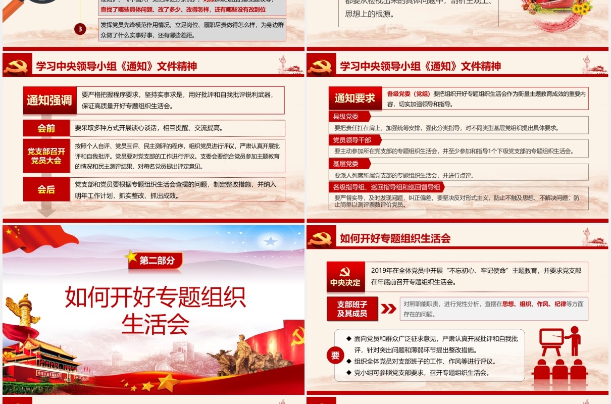 如何召开专题组织生活会和开展民主评议党员第二批主题教育党课PPT模板