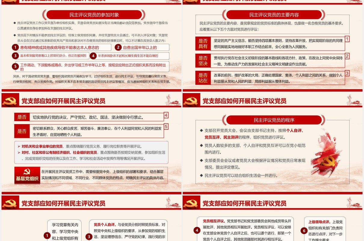 如何召开专题组织生活会和开展民主评议党员第二批主题教育党课PPT模板
