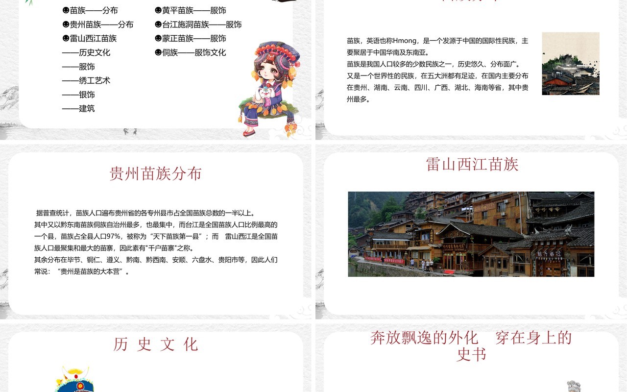 苗族侗族风俗介绍少数民族PPT模板
