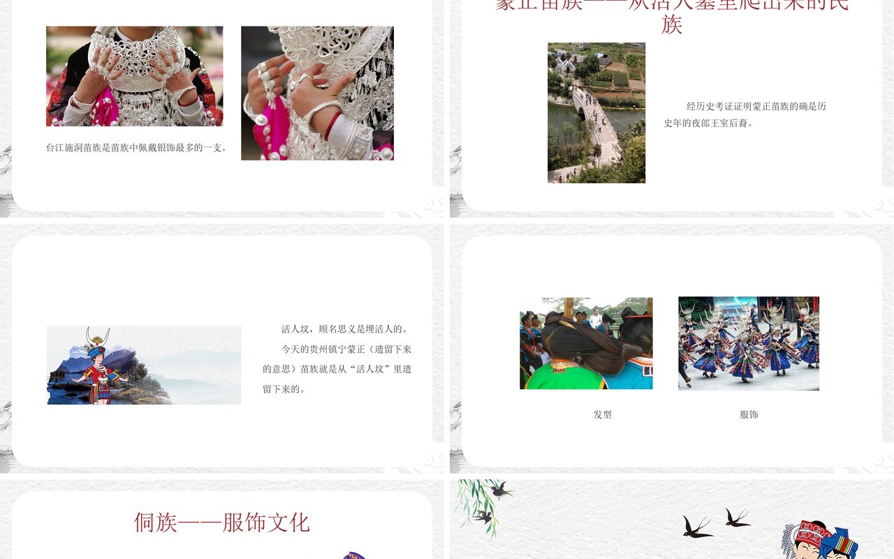 苗族侗族风俗介绍少数民族PPT模板